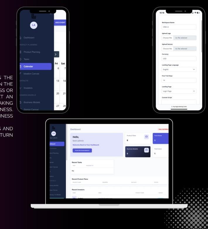 Logic Startup strategy CRM dashboard and mobile workspace